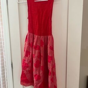 Max Edition Red Floral Mesh Party Dress